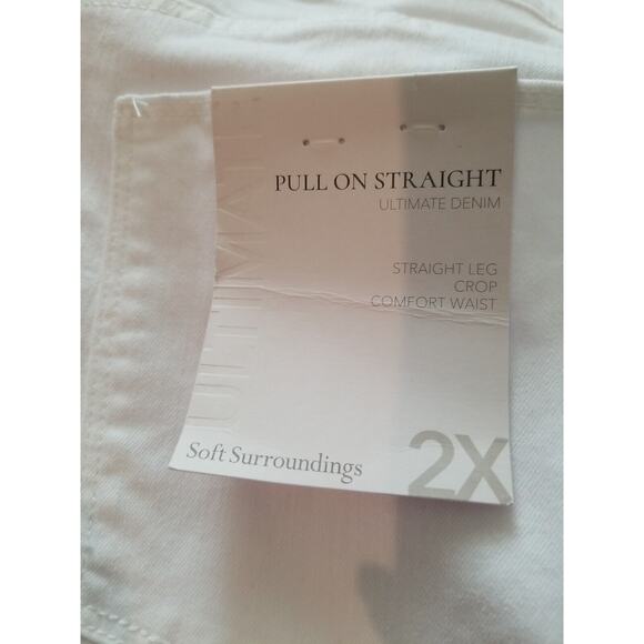 Soft Surroundings The Ultimate Denim‎ Pull On Straight Crop Jeans White Size 2X - Picture 3 of 10